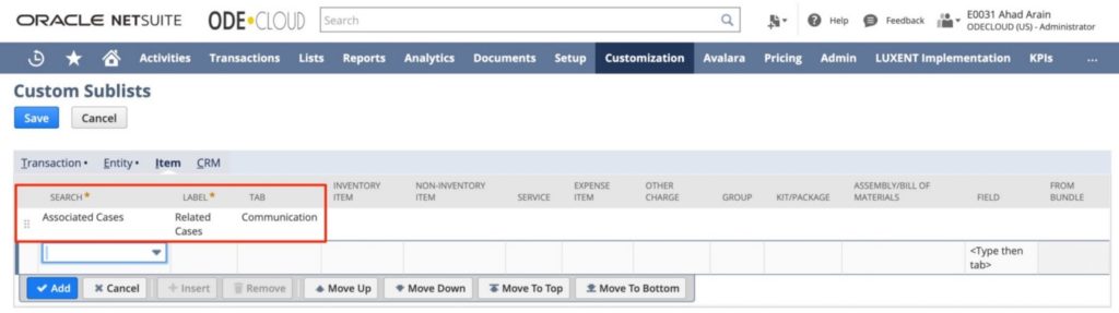 Specify item types in the NetSuite item record